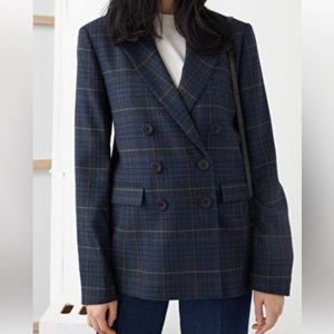 & Other Stories Wool Blend Plaid Blazer